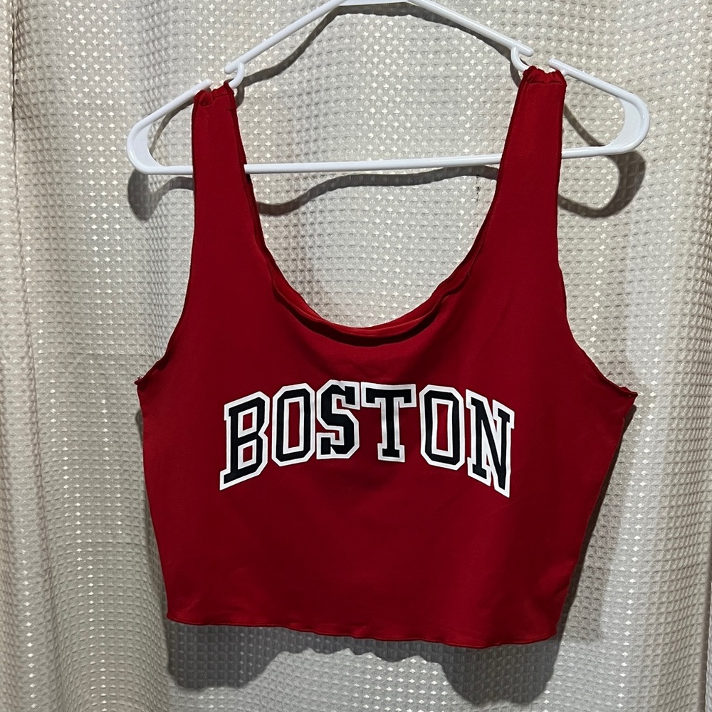 SHEIN Vibrant Red Boston Crop Top